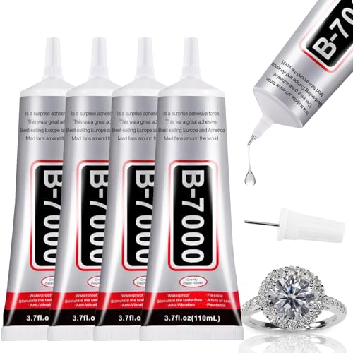4 PCS 110ml B7000 Rhinestone Glue Clear, Bedazzling Glue for Craft, Jewelry
