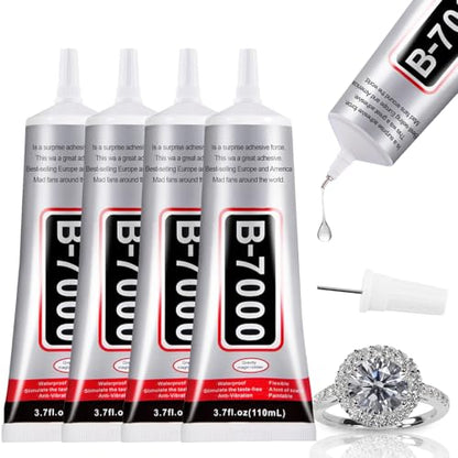 4 PCS 110ml B7000 Rhinestone Glue Clear, Bedazzling Glue for Craft, Jewelry