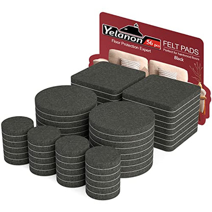 Yelanon Felt Furniture Pads 56 Pcs for Hardwood Floors Black - color: 56pcs Black