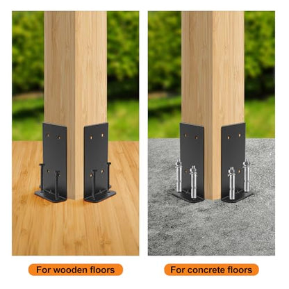 4"X4" Post Anchor Base 2Set,Adjustable Post Base for 4X4 6x6 Post - size: 4X4