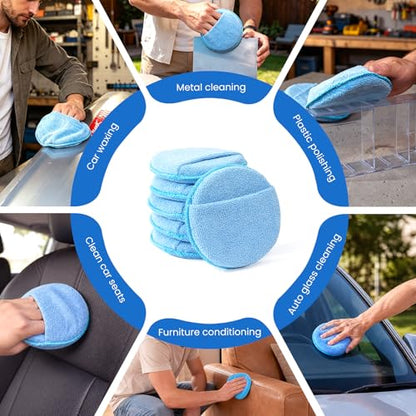6 PCS Microfiber Wax Applicator Pad 5 inch, Foam Car Applicator Pad for Car Cleaning and Fine Polishing - size: 5 Inch 6 PCS
