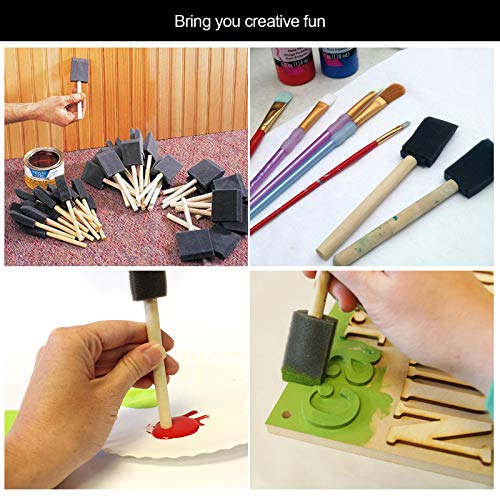 200Pack Foam Paint Brushes 1 inch Bulk, Sponge, for Painting, Blk