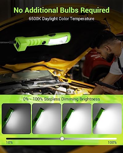 EDISHINE 2000LM Dimmable COB LED Work Light with 15FT Cord, Magnet Hook
