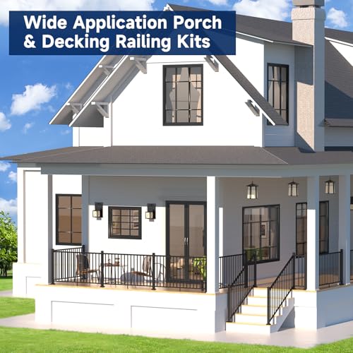 Egadis 42 in x 2 ft Modular Aluminum Porch and Deck Railing Kit, Black - color: Level 2ft - 1Pack