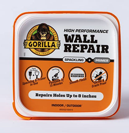GORILLA Heavy Duty Fast Drying Wall Repair Spackling & Primer, 16 fl oz