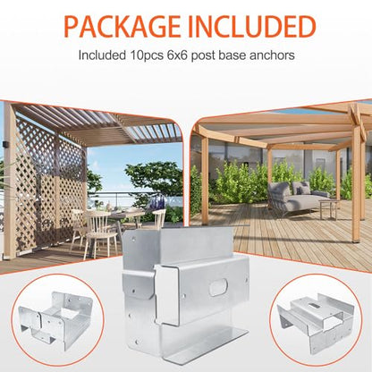 lifgarfe 4pcs 6"x6" Post Base Anchor Concrete Deck Post Bracket Fit for Deck,Patio Or Pergola - size: 6X6 4PCS