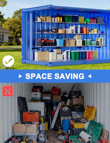 sogiv 4 Pack 3-Tier Shipping Container Shelving Bracket with 64"(H) X 19"(D), Heavy-Duty Powder-Coated Steel Cargo Shelves, Shipping Cargo Shelves Universal for Heavy Duty Trailer Containers - size: 4 PCS
