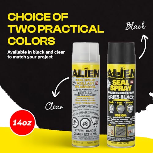 Alien Tape Sealant Spray 2Pk, Waterproof and Air Tight Liquid Rubber Spray Seals, Prevents and Patches Leaks, Protects Surfaces, Works on Most Materials, Long Lasting, Dries Clear - 2 Cans (28 Oz) - style: 2 Pk - Clear