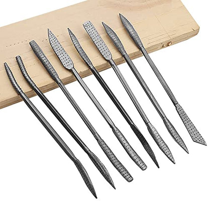 CLAHJQX 8pcs Wood Files and Rasps, Wood Carving Kit, Double Ended Riffler Rasp Set, Special Shaped File Set for Woodworking