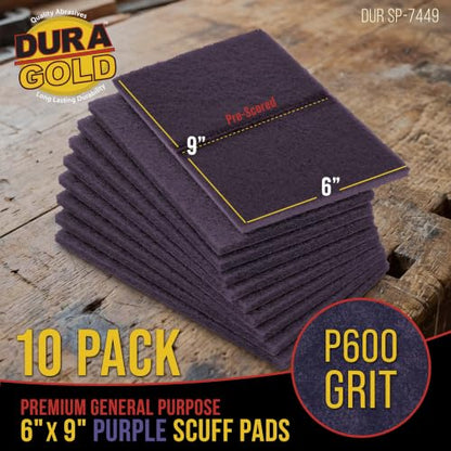 Dura-Gold 6" x 9" Purple Medium Fine 600 Grit General Purpose Scuff Pads - color: Purple