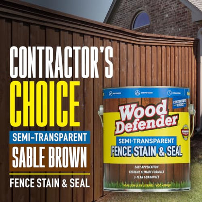Wood Defender Semi-Transparent Fence Stain and Seal, Sable Brown, 1-Gallon - color: Sable Brown, size: 1 Gallon