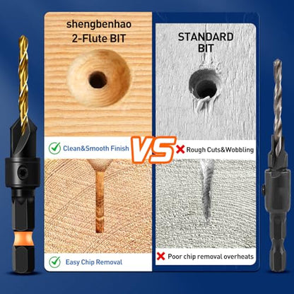 shengbenhao #4 Countersink Drill Bit Set for Wood 12Pcs Adjustable - style: #4