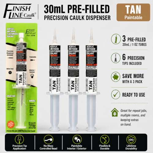 30mL Pre-Filled Precision Caulk Applicator Tan, 3-Pack - color: Tan