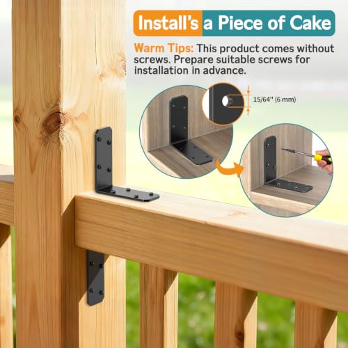 3"x3"x1.2" Steel L Bracket, 3mm Thick Black Angle Brackets 8-Pack - color: Black-8 Pcs