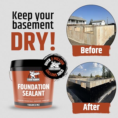 Liquid Rubber Foundation Sealant Basement Waterproof Sealer, Black, 12 Pack - size: 5 Gallon - 12 Pack