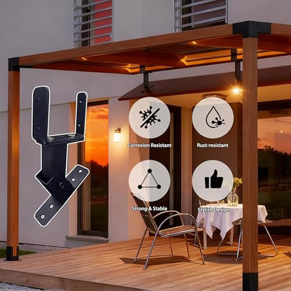 3Pcs Roof Riser Brackets Kit, Adjustable Pergola Kit for Wood Post - size: 3P Roof Riser Brackets