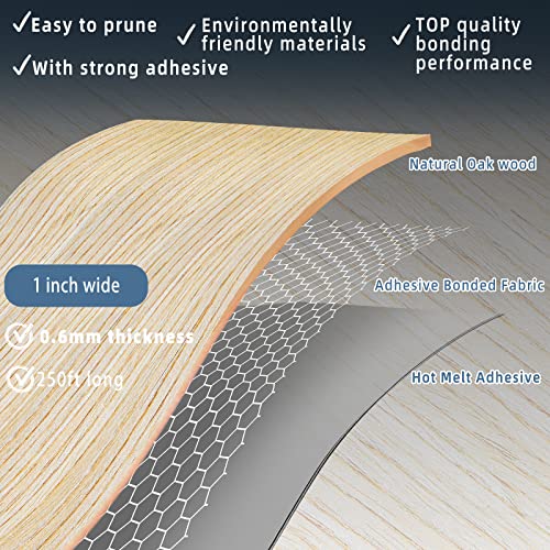 White Oak Edge Banding, 1 inch x 250ft roll of Veneer Edge Banding Pre-glued Flexible, Real Wood Tape Banding for Cabinet Repair Furniture - color: White Oak, size: 1"x 250ft