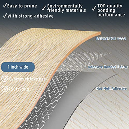 White Oak Edge Banding, 1 inch x 250ft roll of Veneer Edge Banding Pre-glued Flexible, Real Wood Tape Banding for Cabinet Repair Furniture - color: White Oak, size: 1"x 250ft