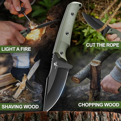 Purple Dragon Fixed Blade Knife - Full Tang Hunting Knife Green - size: 3 inch