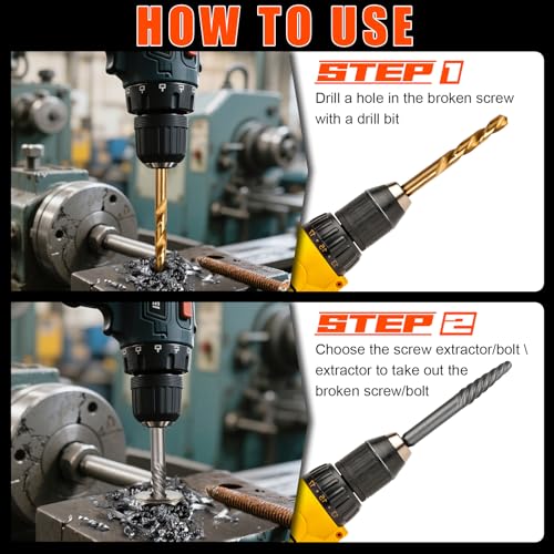 Damaged Screw Extractor Set 14 Pcs,Left Handed Drill Bit Screw Extractor - size: 14 PCS