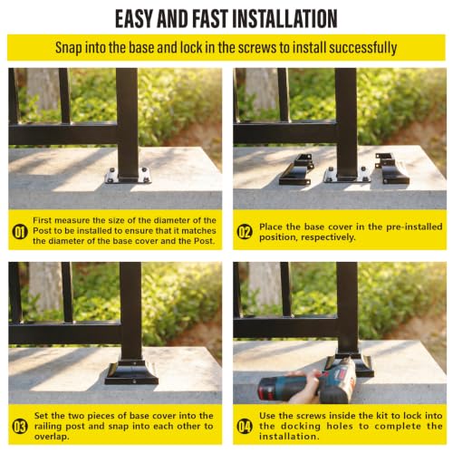1pcs Post 2" Aluminum Deck Post Base Cover, Post Skirt, Handrail, Stair, Porch, Deck Railing Base Brackets Covers (Black) - color: Black, size: Post 2"x 2" Base 4.5"x4.5"