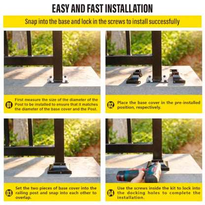 1pcs Post 2" Aluminum Deck Post Base Cover, Post Skirt, Handrail, Stair, Porch, Deck Railing Base Brackets Covers (Black) - color: Black, size: Post 2"x 2" Base 4.5"x4.5"