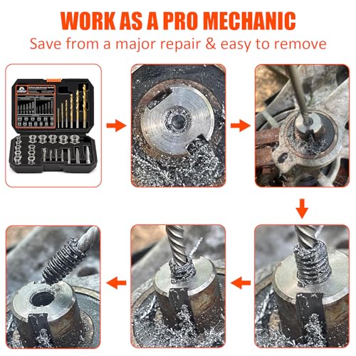 26Pcs Bolt Extractor Kit,Left Hand Drill Bit,Easy Out Screw Bolt Extractor - size: 26 PCS