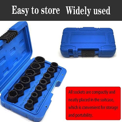 14PCS Twist Lug Nut Socket Set, 3/8" Drive Bolt Nut Extractor Tool - color: 14pcs Lug Nut Extractor 3/8 Inch Drive