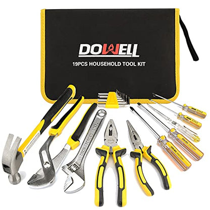 DOWELL Tool Set Household Tool Kit with Storage Tool Bag Pouch, 19 PCS - size: 19PCS
