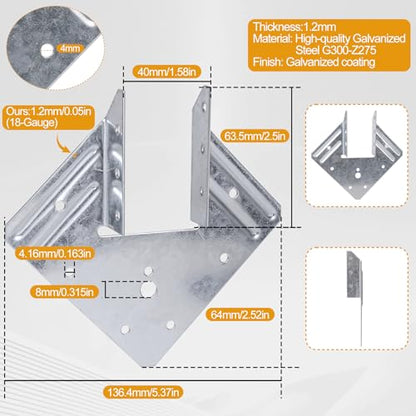 Hurricane Ties for Rafters 24 Pack, 18-Gauge Hurricane Roof Straps for Shed, Heavy Duty Galvanized Rafter Ties, Hurricane Wood Clips Rafter Brackets Joist Brackets - style: 24pcs