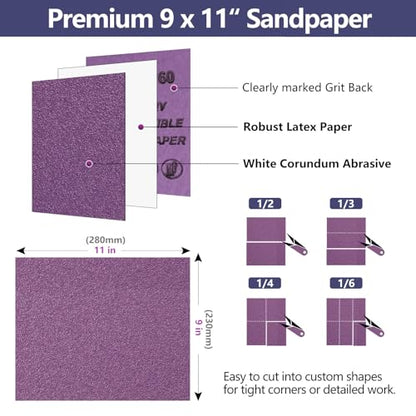 10-Sheet Premium White Corundum Wet Dry 400 Grit Sandpaper - size: 9 x 11 Inch, style: 400 Grit