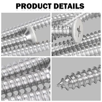 White Head 50 PCS #12X2-1/2(2.5 inch) Stainless Steel Phillips Flat Head Wood Screws,Stainless Steel 18-8 A2(304) Screw,Home Screw Kit by QISHENG - color: White, size: #12X2-1/2"(2.5 inch)