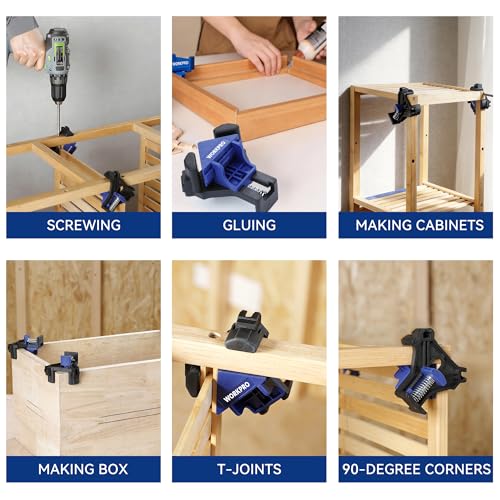 WORKPRO Corner Clamps for Woodworking, 4-Pack Adjustable Right Angle Clamps