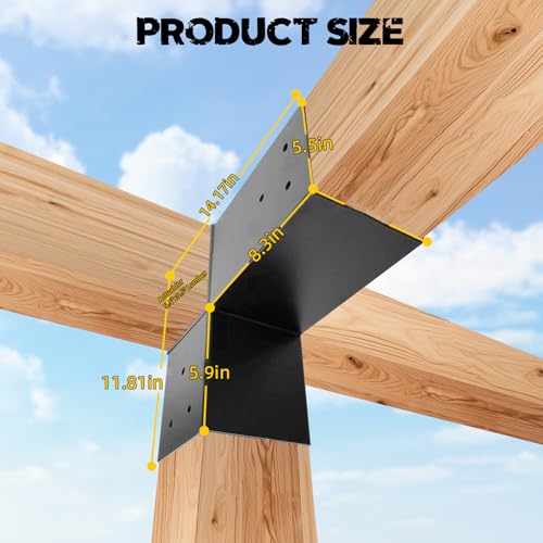 6x6 Pergola 2-Way Brackets,L-Shaped Corner Angled Design 4Pack - size: 6x6