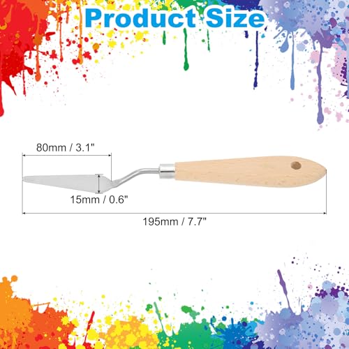 PATIKIL Art Spatula, No.7 15mm Stainless Steel Flexible Palette Knife Painting Knife Painting Spatula Oil Painting Mixing Scraper with Wood Handle for Canvas Acrylic Painting, Brown - style: No.7