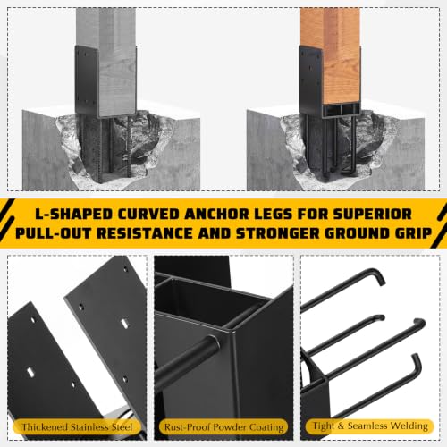 Gisafai 4 Pcs 6x6 Post Anchor Base Bracket for Wet Concrete 5.5x5.5 Inch