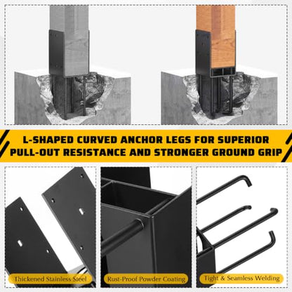 Gisafai 4 Pcs 6x6 Post Anchor Base Bracket for Wet Concrete 5.5x5.5 Inch