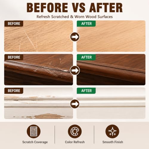 2Pcs Wood Repair Paste for Furniture and Floor, Wood Furniture Repair Kit, Can Quickly Repair Minor Scratches and Abrasions, for Tables, Chairs, Doors, Cabinets, Wood Surfaces(White + Brown)