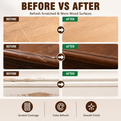 2Pcs Wood Repair Paste for Furniture and Floor, Wood Furniture Repair Kit, Can Quickly Repair Minor Scratches and Abrasions, for Tables, Chairs, Doors, Cabinets, Wood Surfaces(White + Brown)