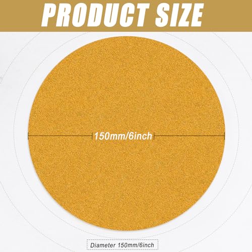6-Inch No-Hole Hook and Loop Gold Sanding Discs 120-Grit, 100 Pack - size: 120 Grit