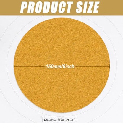 6-Inch No-Hole Hook and Loop Gold Sanding Discs 120-Grit, 100 Pack - size: 120 Grit