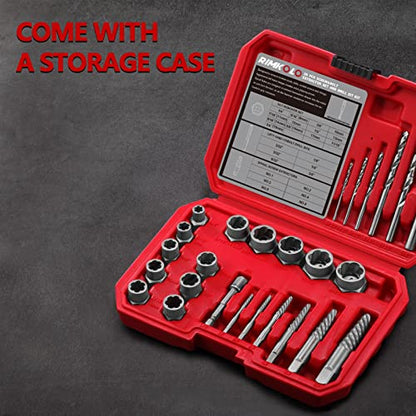 26-Piece Screw & Drill Bit Set, Multi-Spline & Bolt Extractors, Spiral Extractor for Broken Studs & Fittings - color: 26-PIECE