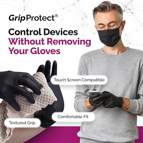 GripProtect Precise Black Nitrile Gloves 4 Mil, Chemical Resistant Gloves - size: Medium (100 Count)
