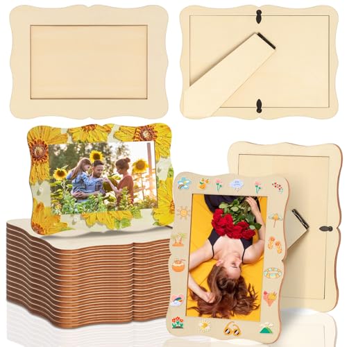 15 Pack Wooden Picture Frames for Crafts Wooden Frames for 4 x 6 Photos - color: Wave Shape-15