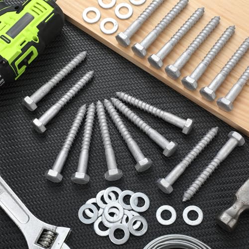 Tandefio 40 Pack 1/2'' x 4'' Lag Screw Bolts with Washer Galvanized - size: 1/2'' x 4''