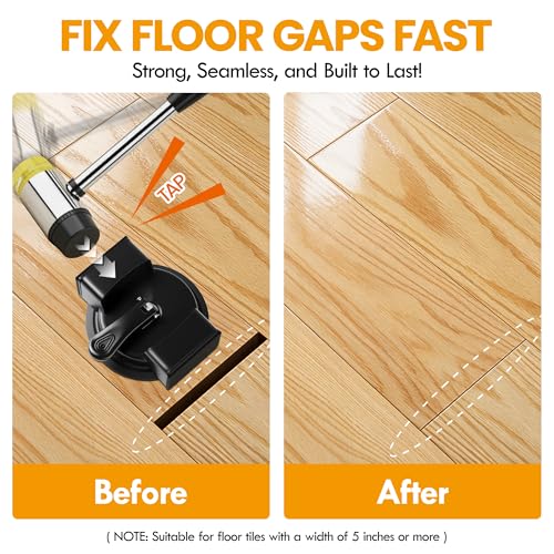 Iron Floor Gap Fixer Tool with Suction Cup, Dual Striking Heads & 4 Adhesive Pads, Floor Gap Tool for Laminate, Hardwood, Tile & Vinyl Floors