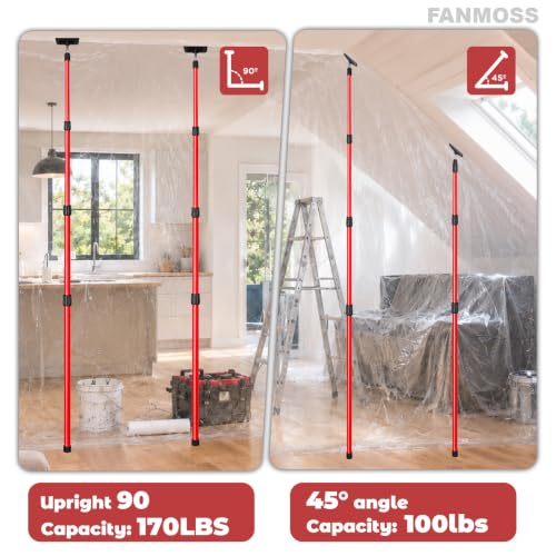 Dust Barrier Poles, 12.8FT Spring Retractable Kit, 4 Pack - size: 12.8ft