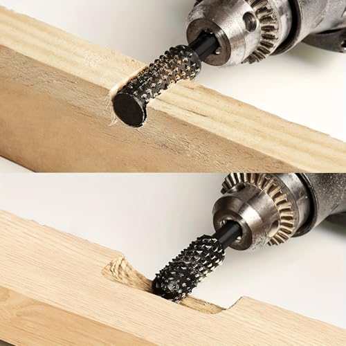 5PCS Wood Carving Bits Set, 1/4" Shank Rotary Burr Rasp Files for Drill, High Carbon Steel Woodworking Tools for Shaping, Carving, Grooving, Polishing, DIY Crafts & Woodworking Projects