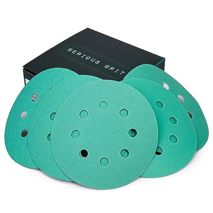 Serious Grit - 5-Inch 8-Hole Sanding Discs - P80-220 Assortment - 50 Pack - size: Mixed Grit