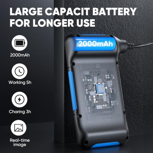 T TAKMLY Endoscope Camera with Light, Dual Lens 4.3'' Inspection Camera, 1080P HD Borescope, IP67 Waterproof Snake Camera for Inspecting Walls, Vents, Automotive Engines, Pipes, 16.4FT - color: Blue